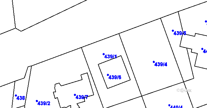 Parcela st. 439/1 v KÚ Proboštov u Teplic, Katastrální mapa