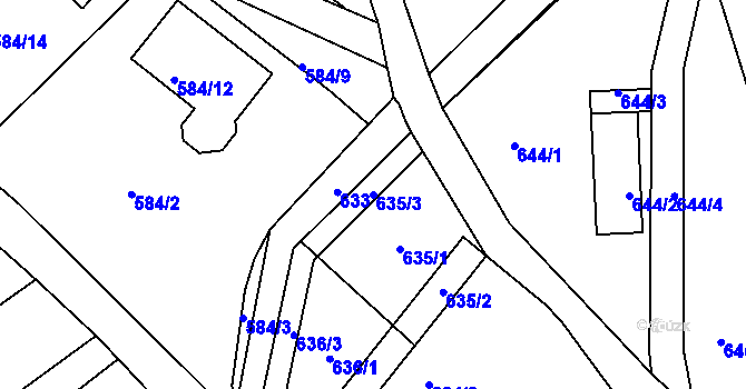 Parcela st. 635/3 v KÚ Proboštov u Teplic, Katastrální mapa