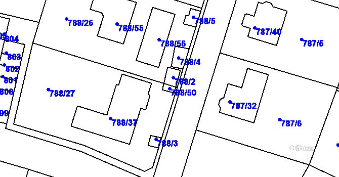 Parcela st. 788/50 v KÚ Proboštov u Teplic, Katastrální mapa