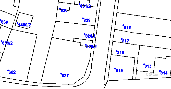 Parcela st. 828/2 v KÚ Proboštov u Teplic, Katastrální mapa