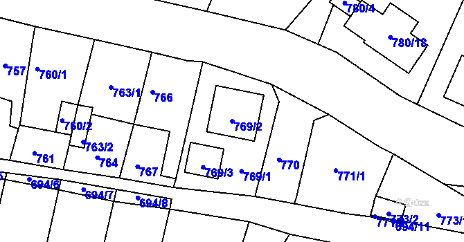 Parcela st. 769/2 v KÚ Proboštov u Teplic, Katastrální mapa