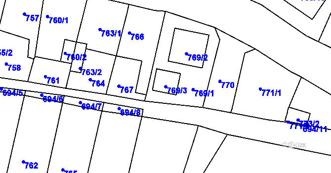 Parcela st. 769/3 v KÚ Proboštov u Teplic, Katastrální mapa