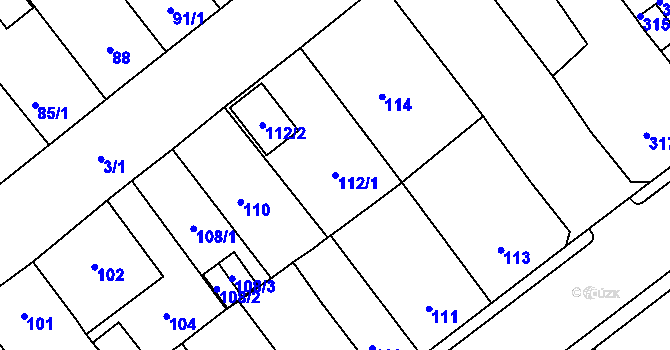 Parcela st. 112/1 v KÚ Proboštov u Teplic, Katastrální mapa