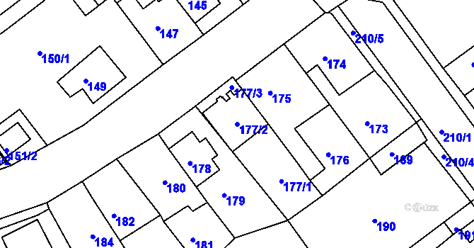 Parcela st. 177/2 v KÚ Proboštov u Teplic, Katastrální mapa