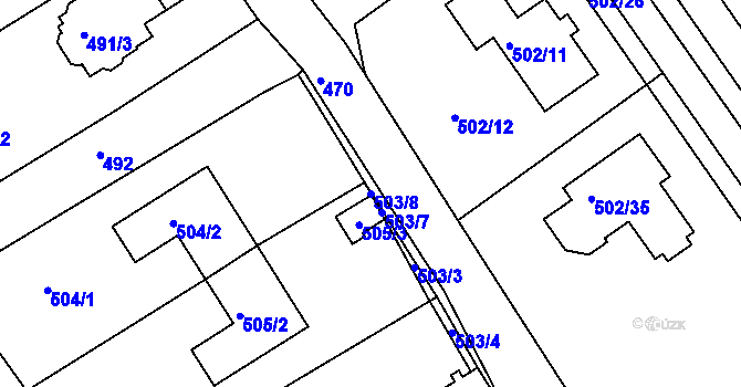 Parcela st. 503/8 v KÚ Proboštov u Teplic, Katastrální mapa
