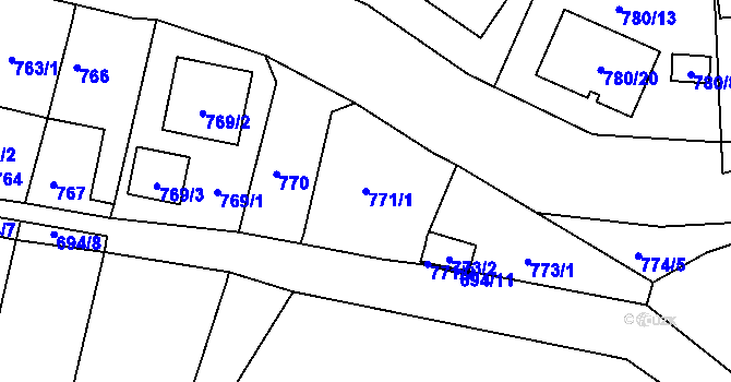 Parcela st. 771/1 v KÚ Proboštov u Teplic, Katastrální mapa