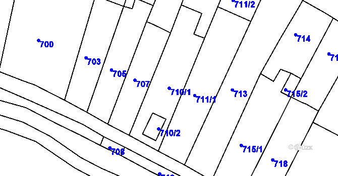 Parcela st. 710/1 v KÚ Proboštov u Teplic, Katastrální mapa