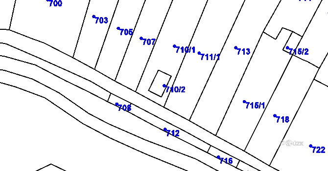 Parcela st. 710/2 v KÚ Proboštov u Teplic, Katastrální mapa