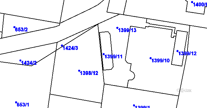 Parcela st. 1399/11 v KÚ Proboštov u Teplic, Katastrální mapa