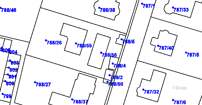 Parcela st. 788/56 v KÚ Proboštov u Teplic, Katastrální mapa