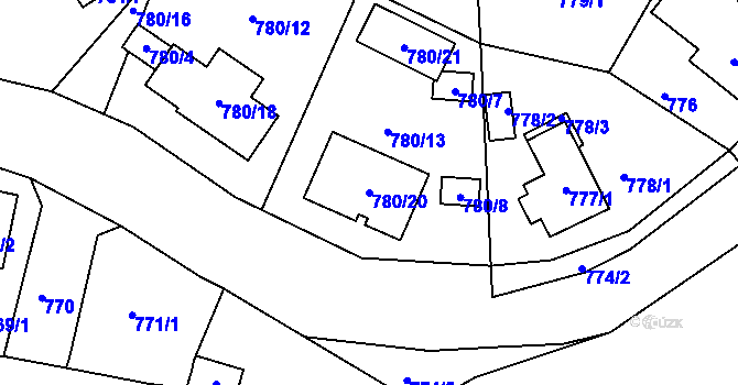 Parcela st. 780/20 v KÚ Proboštov u Teplic, Katastrální mapa