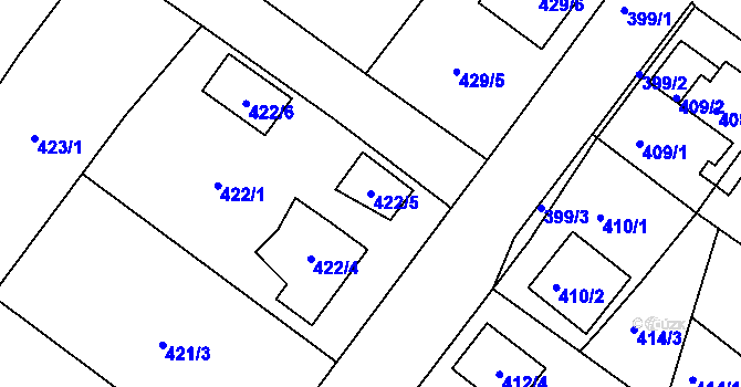 Parcela st. 422/5 v KÚ Proboštov u Teplic, Katastrální mapa