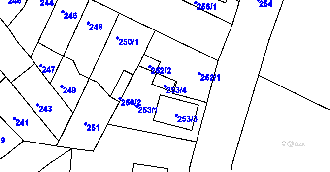 Parcela st. 253/4 v KÚ Proboštov u Teplic, Katastrální mapa