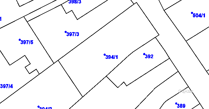 Parcela st. 394/1 v KÚ Proboštov u Teplic, Katastrální mapa