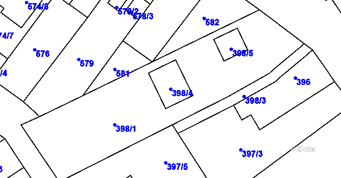 Parcela st. 398/4 v KÚ Proboštov u Teplic, Katastrální mapa