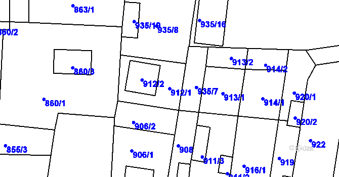 Parcela st. 912/1 v KÚ Proboštov u Teplic, Katastrální mapa