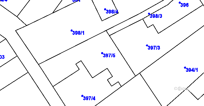 Parcela st. 397/5 v KÚ Proboštov u Teplic, Katastrální mapa