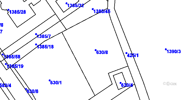 Parcela st. 630/8 v KÚ Proboštov u Teplic, Katastrální mapa