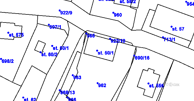 Parcela st. 50/1 v KÚ Přítkov, Katastrální mapa
