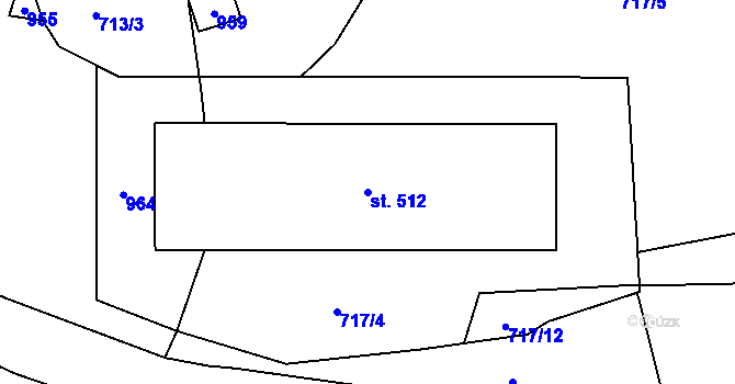 Parcela st. 512 v KÚ Přítkov, Katastrální mapa
