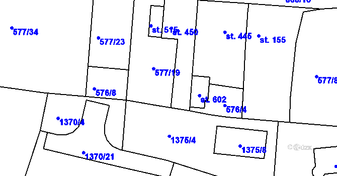 Parcela st. 577/22 v KÚ Přítkov, Katastrální mapa