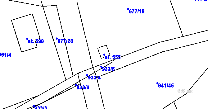 Parcela st. 555 v KÚ Přítkov, Katastrální mapa