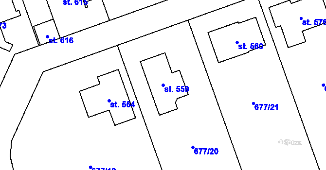 Parcela st. 559 v KÚ Přítkov, Katastrální mapa