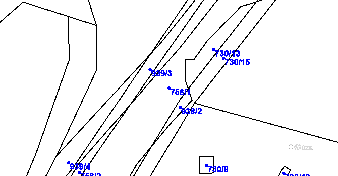 Parcela st. 756/1 v KÚ Přítkov, Katastrální mapa