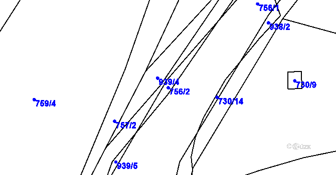 Parcela st. 756/2 v KÚ Přítkov, Katastrální mapa