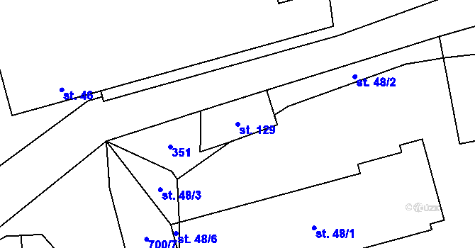 Parcela st. 129 v KÚ Prodašice, Katastrální mapa