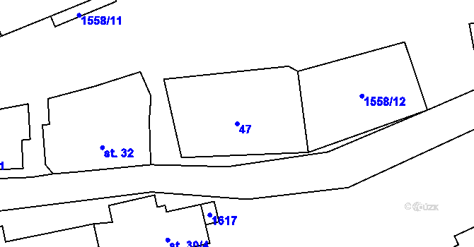 Parcela st. 47 v KÚ Prohoř, Katastrální mapa