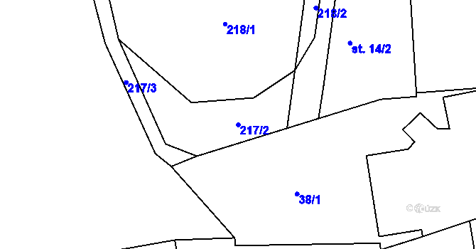 Parcela st. 217/2 v KÚ Prohoř, Katastrální mapa