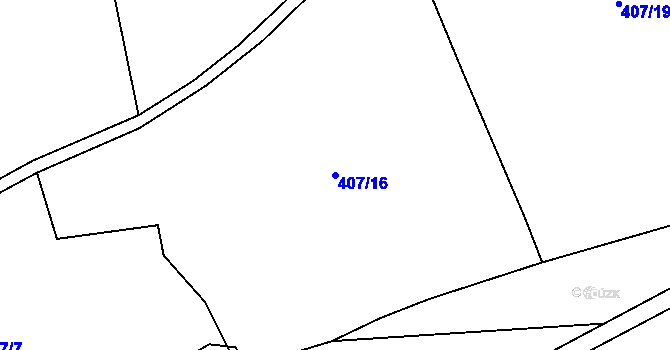 Parcela st. 407/16 v KÚ Prohoř, Katastrální mapa