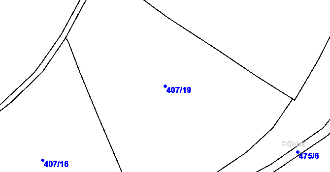 Parcela st. 407/19 v KÚ Prohoř, Katastrální mapa