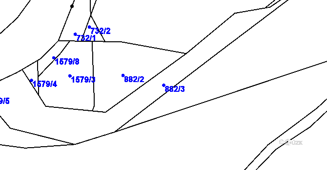 Parcela st. 882/3 v KÚ Prohoř, Katastrální mapa