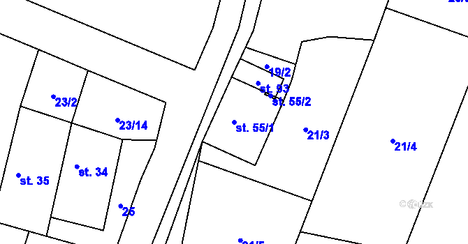 Parcela st. 55/1 v KÚ Prokopov, Katastrální mapa