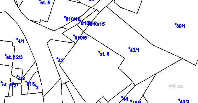 Parcela st. 6 v KÚ Proseč u Humpolce, Katastrální mapa