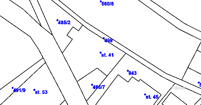 Parcela st. 41 v KÚ Proseč u Humpolce, Katastrální mapa