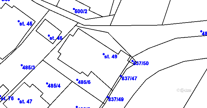 Parcela st. 49 v KÚ Proseč u Humpolce, Katastrální mapa