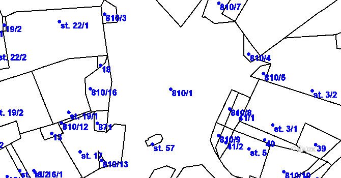 Parcela st. 810/1 v KÚ Proseč u Humpolce, Katastrální mapa