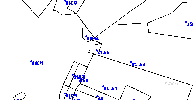 Parcela st. 810/5 v KÚ Proseč u Humpolce, Katastrální mapa