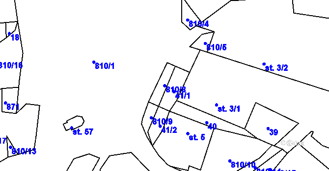 Parcela st. 810/8 v KÚ Proseč u Humpolce, Katastrální mapa