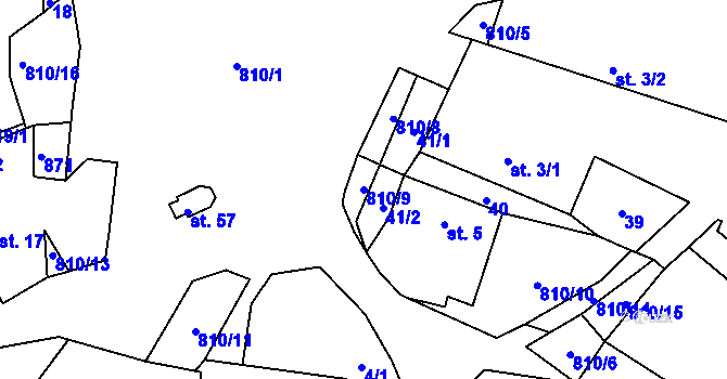 Parcela st. 810/9 v KÚ Proseč u Humpolce, Katastrální mapa