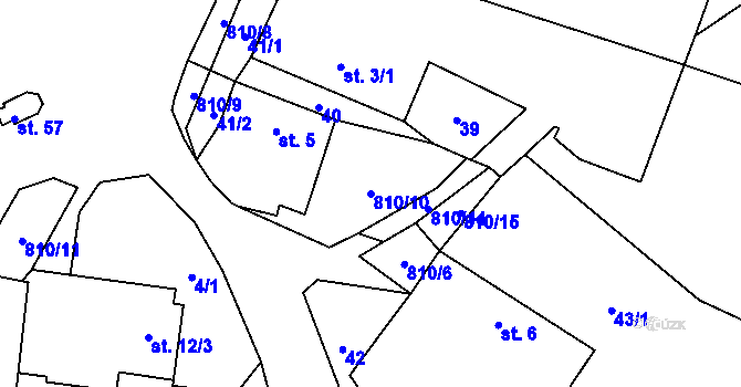 Parcela st. 810/10 v KÚ Proseč u Humpolce, Katastrální mapa