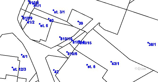 Parcela st. 810/15 v KÚ Proseč u Humpolce, Katastrální mapa