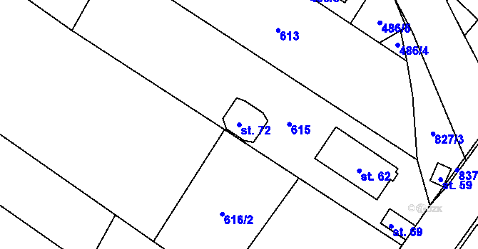 Parcela st. 72 v KÚ Proseč u Humpolce, Katastrální mapa