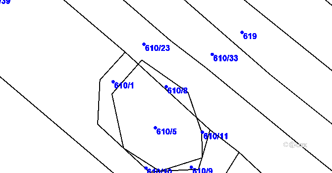 Parcela st. 610/8 v KÚ Proseč u Humpolce, Katastrální mapa