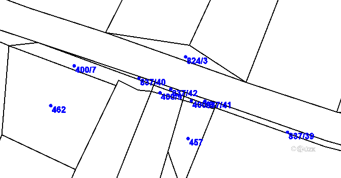 Parcela st. 837/42 v KÚ Proseč u Humpolce, Katastrální mapa