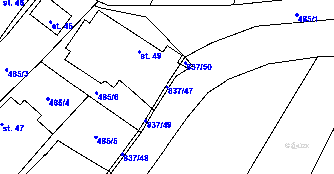 Parcela st. 837/47 v KÚ Proseč u Humpolce, Katastrální mapa