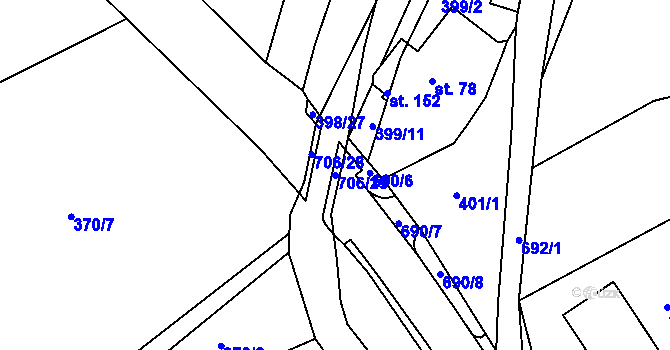 Parcela st. 706/29 v KÚ Podměstí, Katastrální mapa